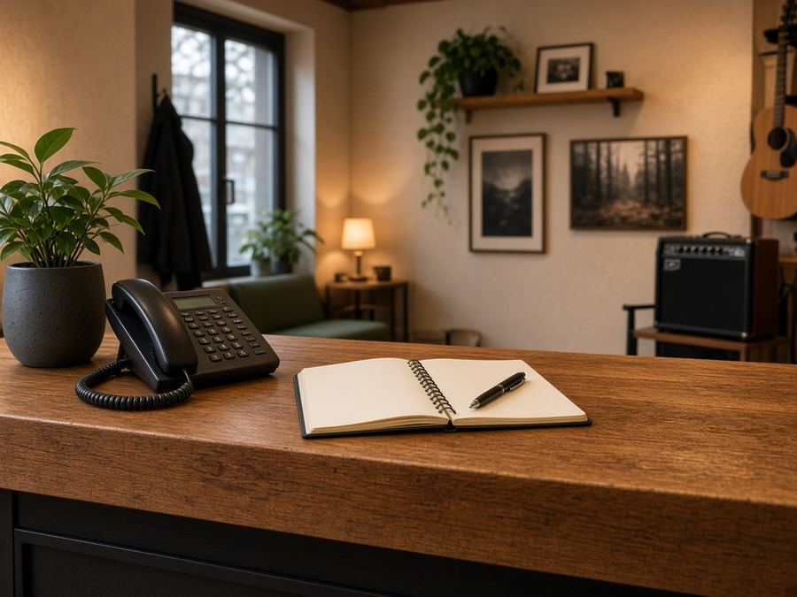 Contact desk at Studio Wildstrand in Linz
